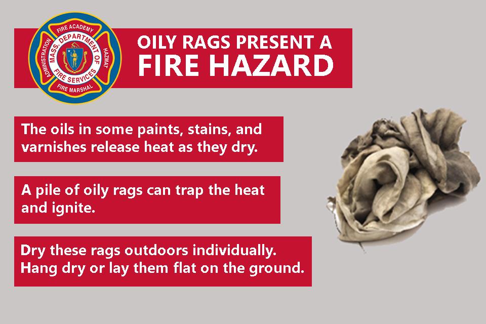 Picture of oily rags with fire safety tips