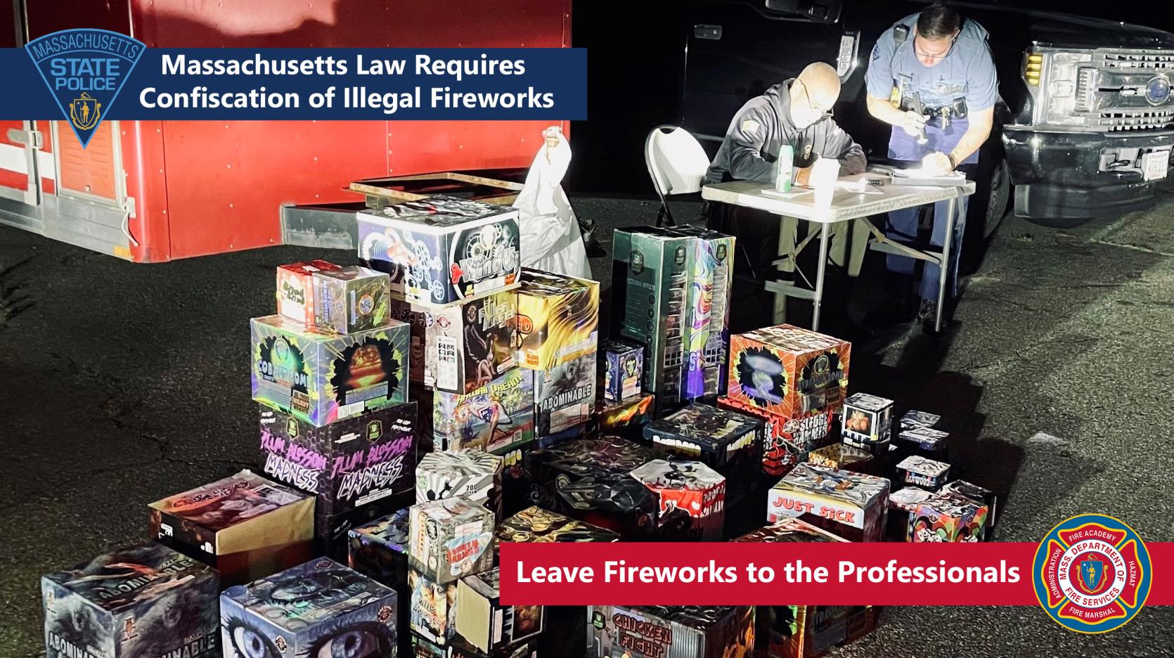 Photo of police with confiscated fireworks