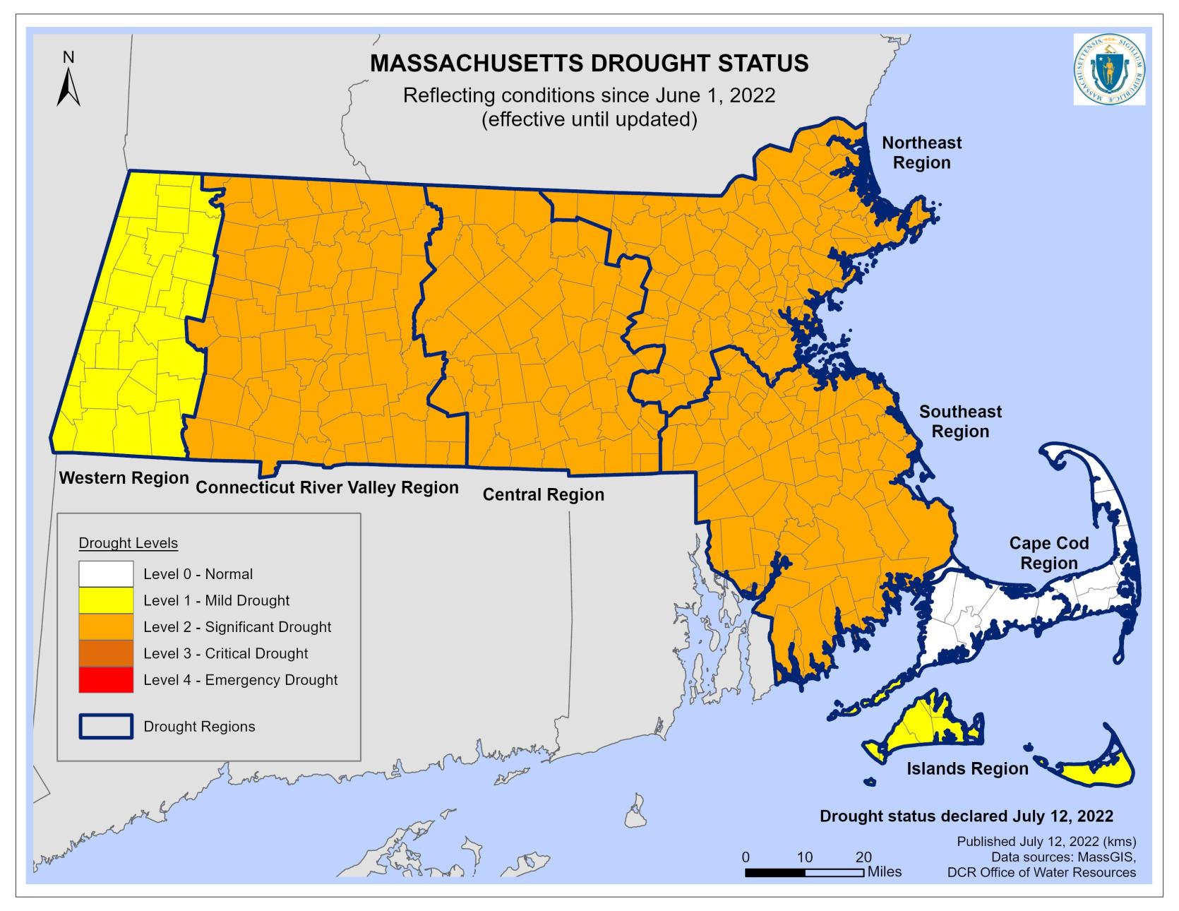 Drought Status Map as of July 12, 2022