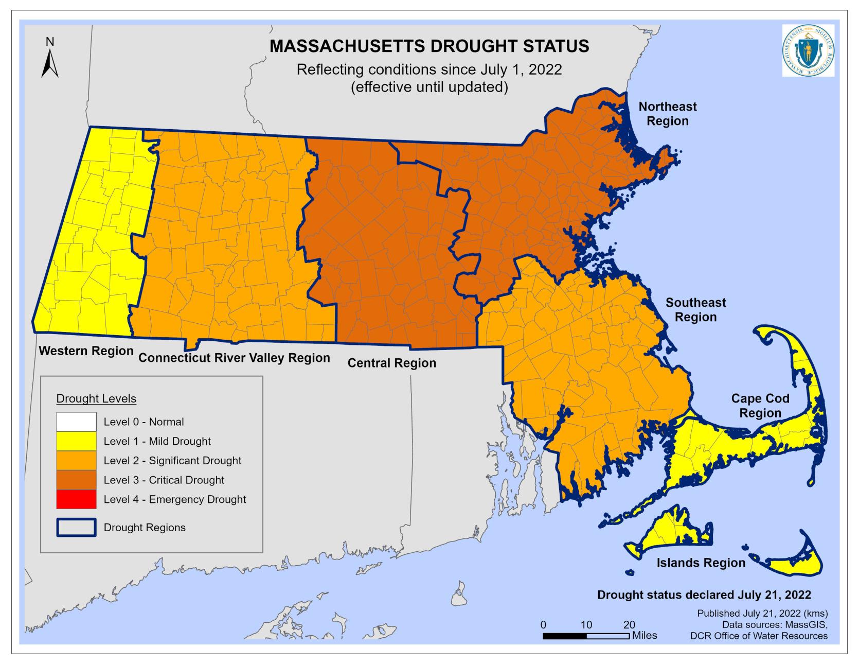 Massachusetts Drought Declaration Map