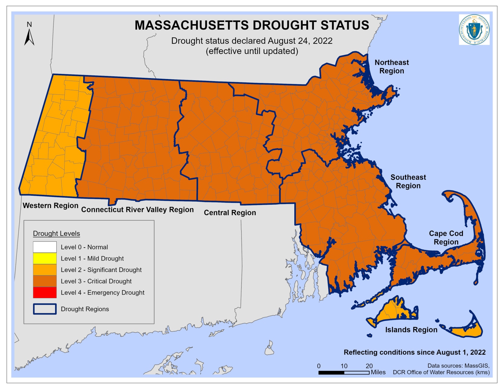 Massachusetts Drought Status 8.24.22