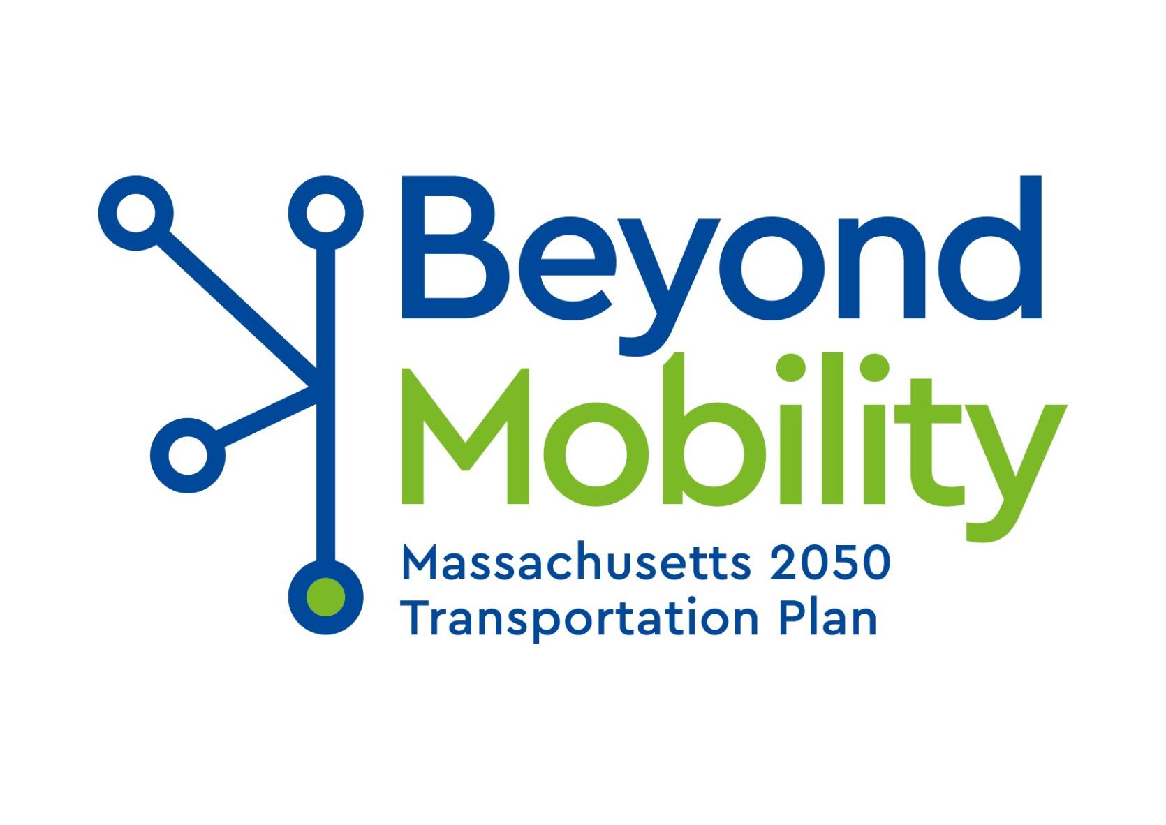 Beyond Mobility Logo. Massachusetts 2050 Transportation Plan