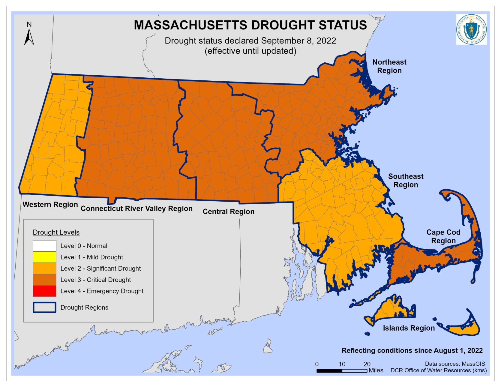 Massachusetts Drought Status (9.8.22)