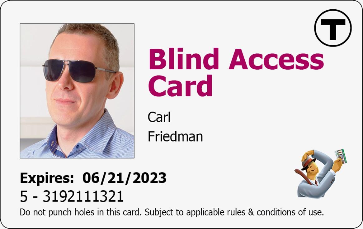Example image of a Blind Access CharlieCard