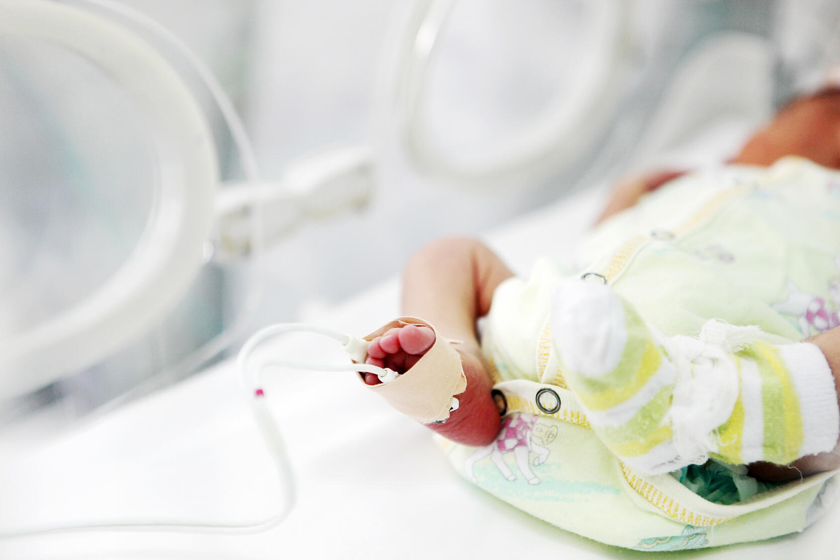 baby inside incubator