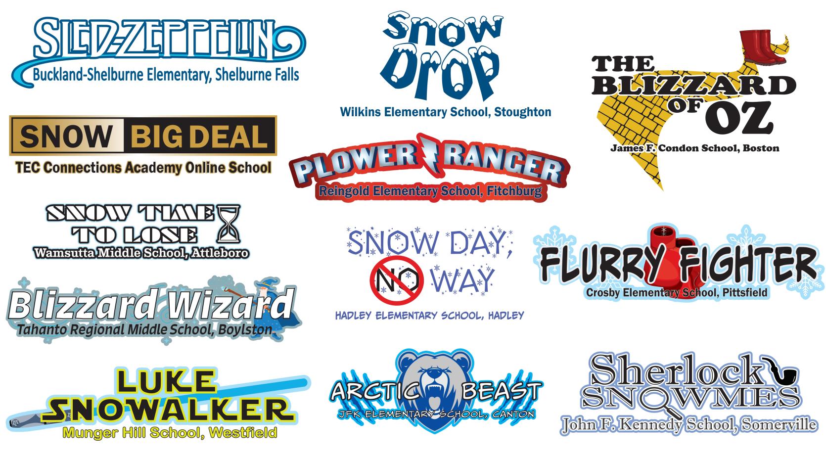 List of the winning snow plow names with logos