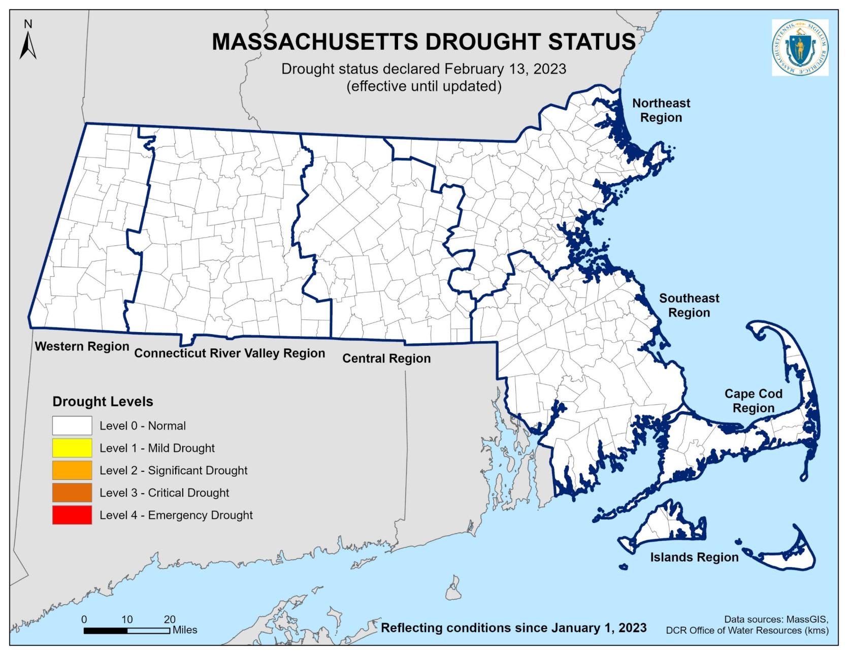 Massachusetts Drought Status 2.13.23