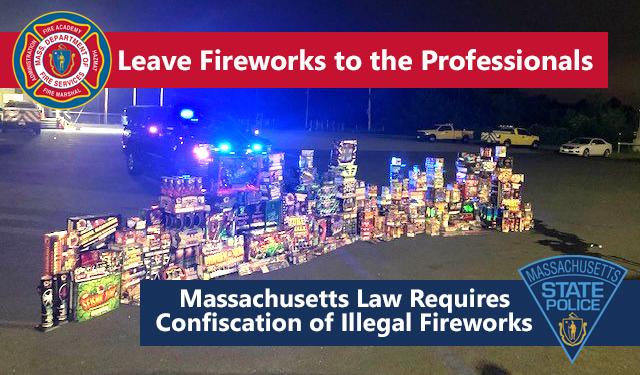 A picture of illegal fireworks in front of a police car