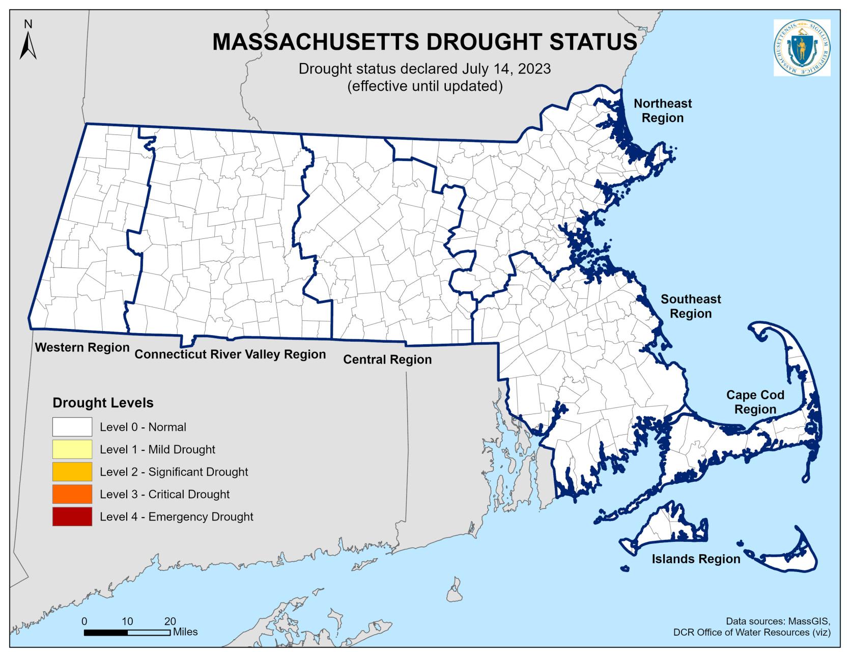 Map shows Massachusetts is out of a drought