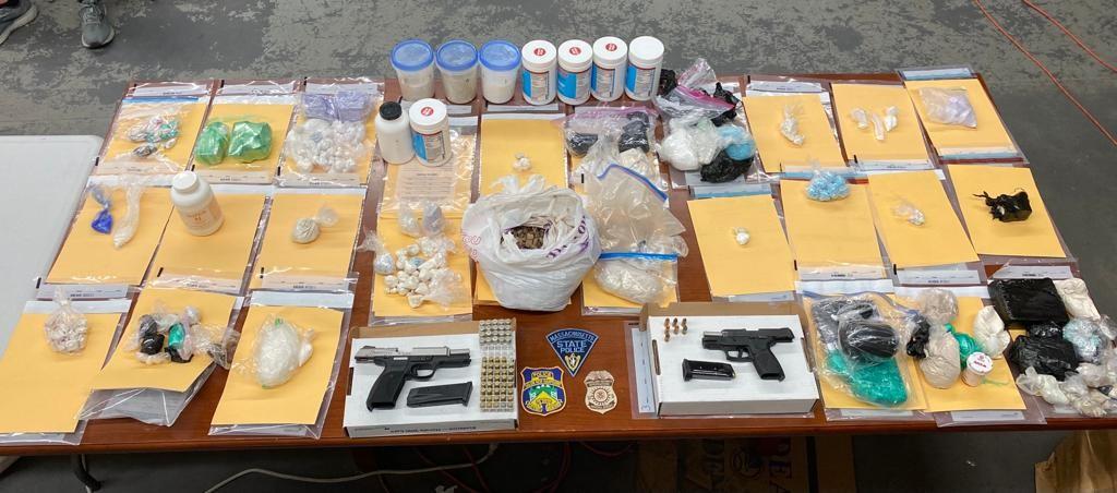 A portion of the narcotics and firearms seized by law enforcement on September 7, 2023