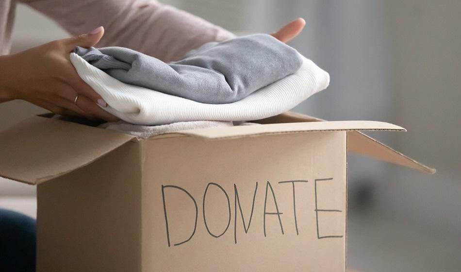 Box for clothing donations. 