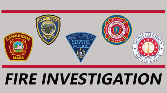Graphic showing the logos of the Cambridge Fire Department, Cambridge Police, State Police, DFS, and Middlesex DA's office