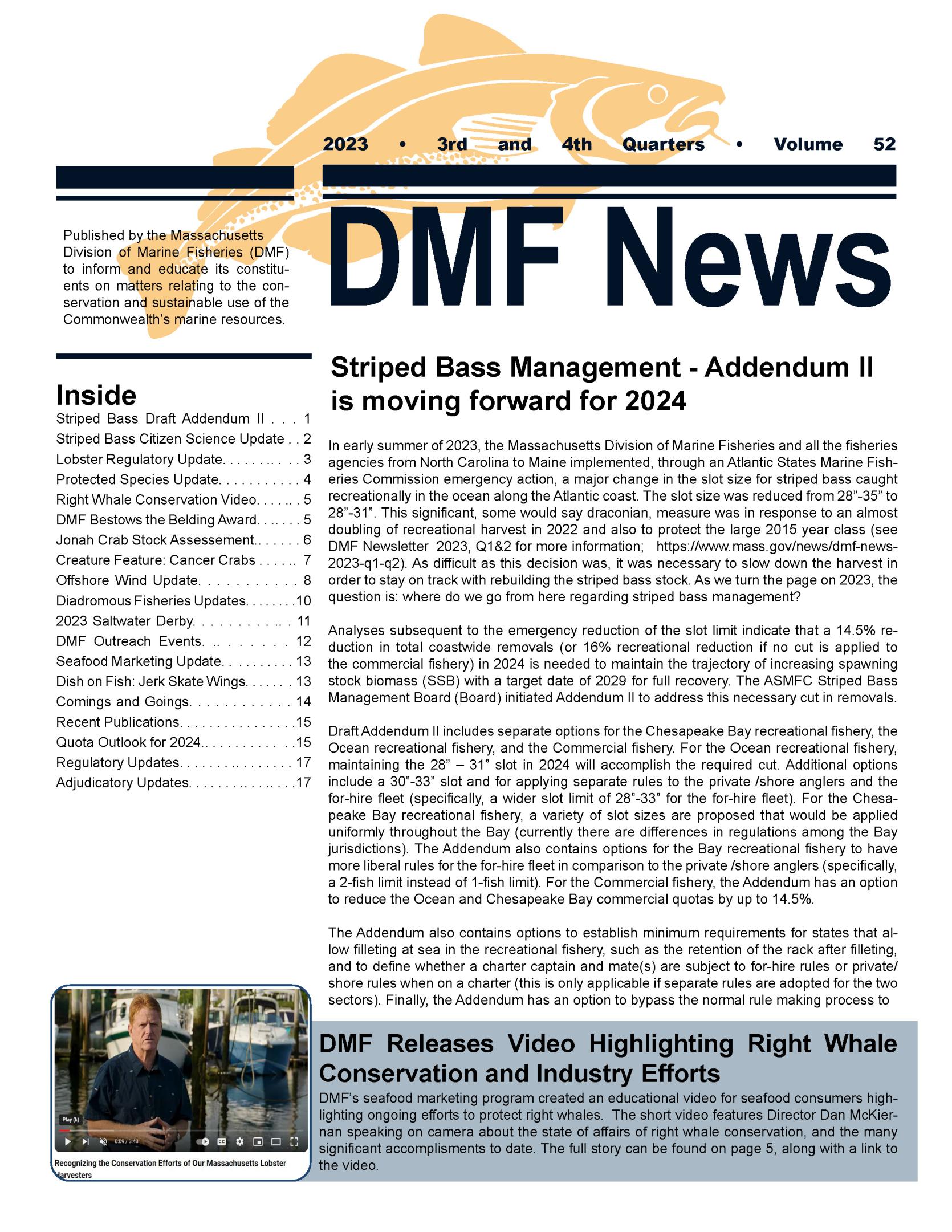 Cover page of DMF News 2023 Q3 and Q4 