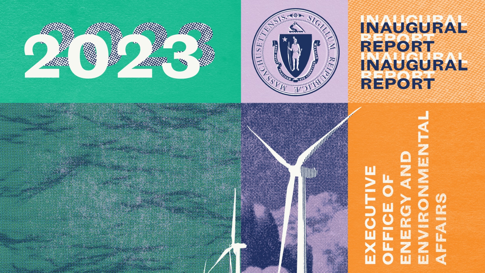 Cover of the Annual Inaugural Report with a Wind Turbine on it. 