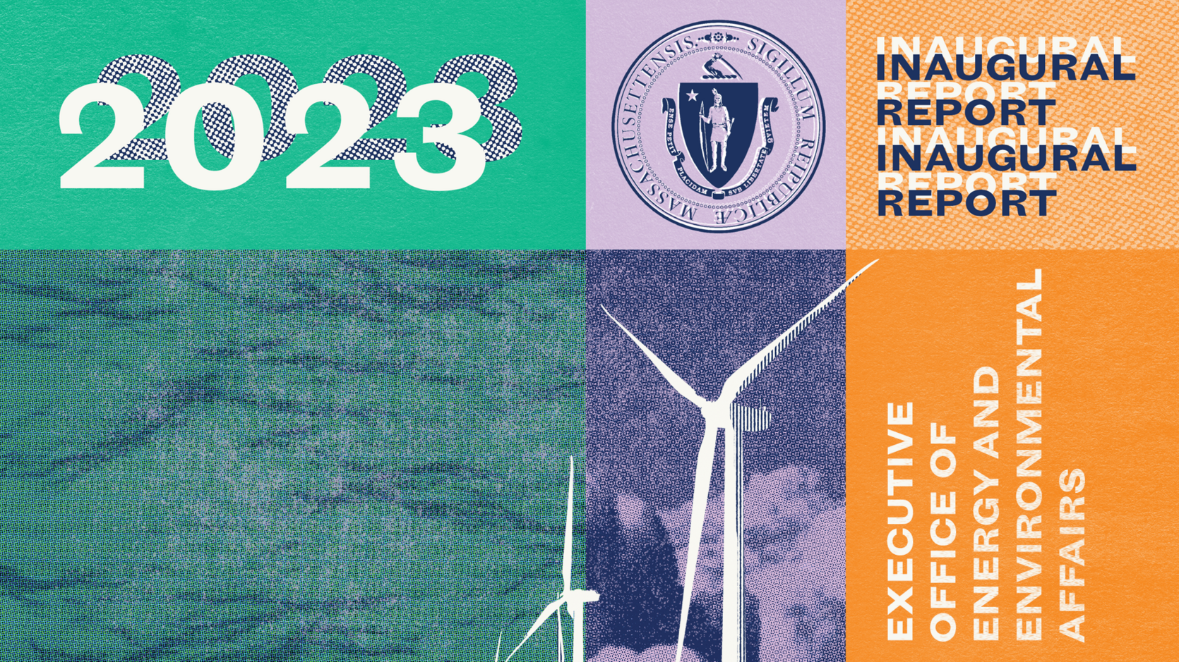 Cover of the Annual Inaugural Report with a Wind Turbine on it. 