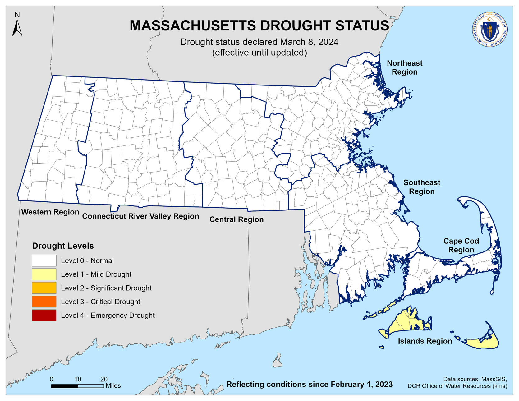 Map of Massachusetts Drought Status 