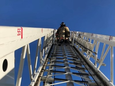 Firefighter on ladder