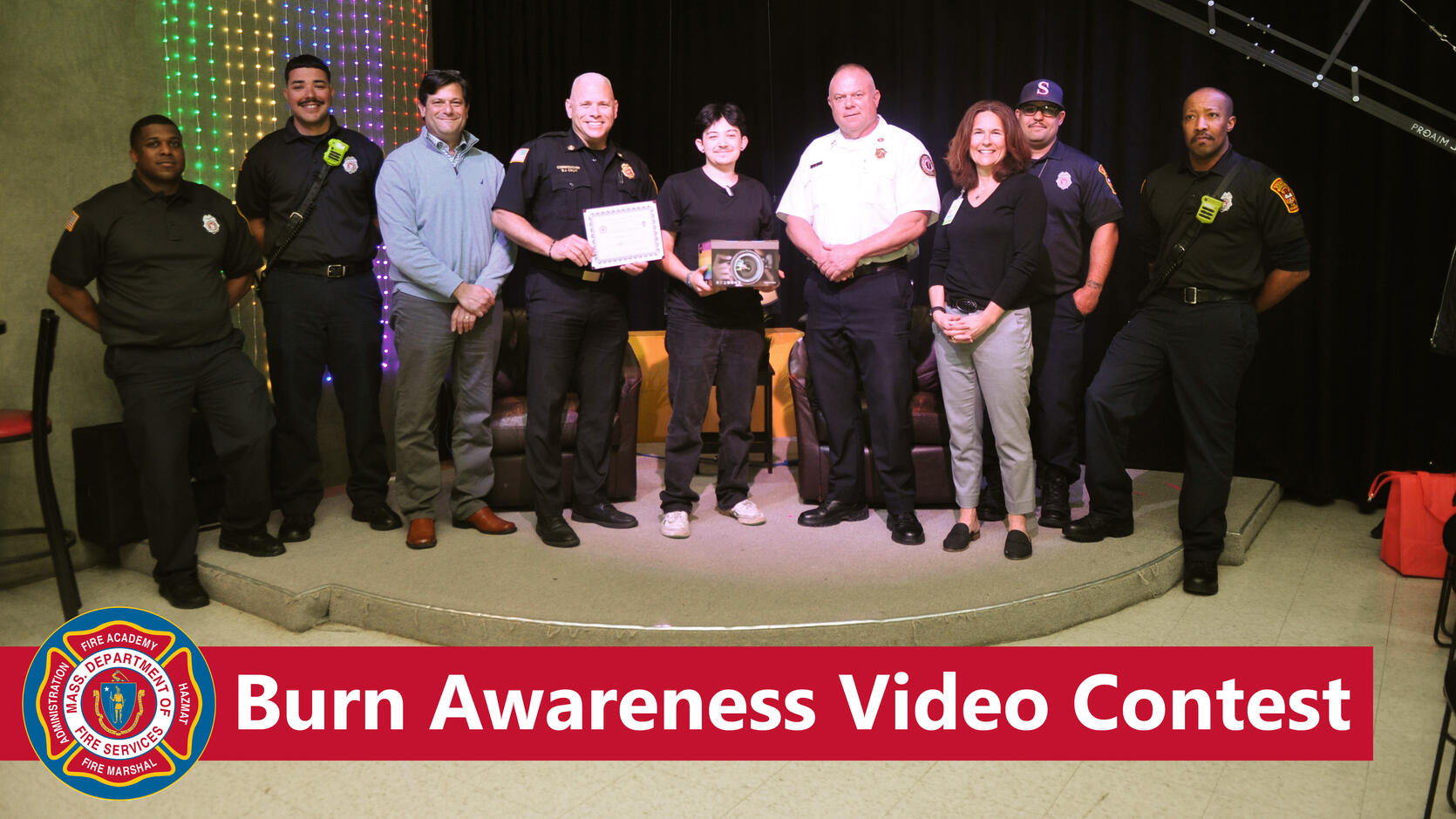 Mateo Cintron won first place in a burn awareness video contest