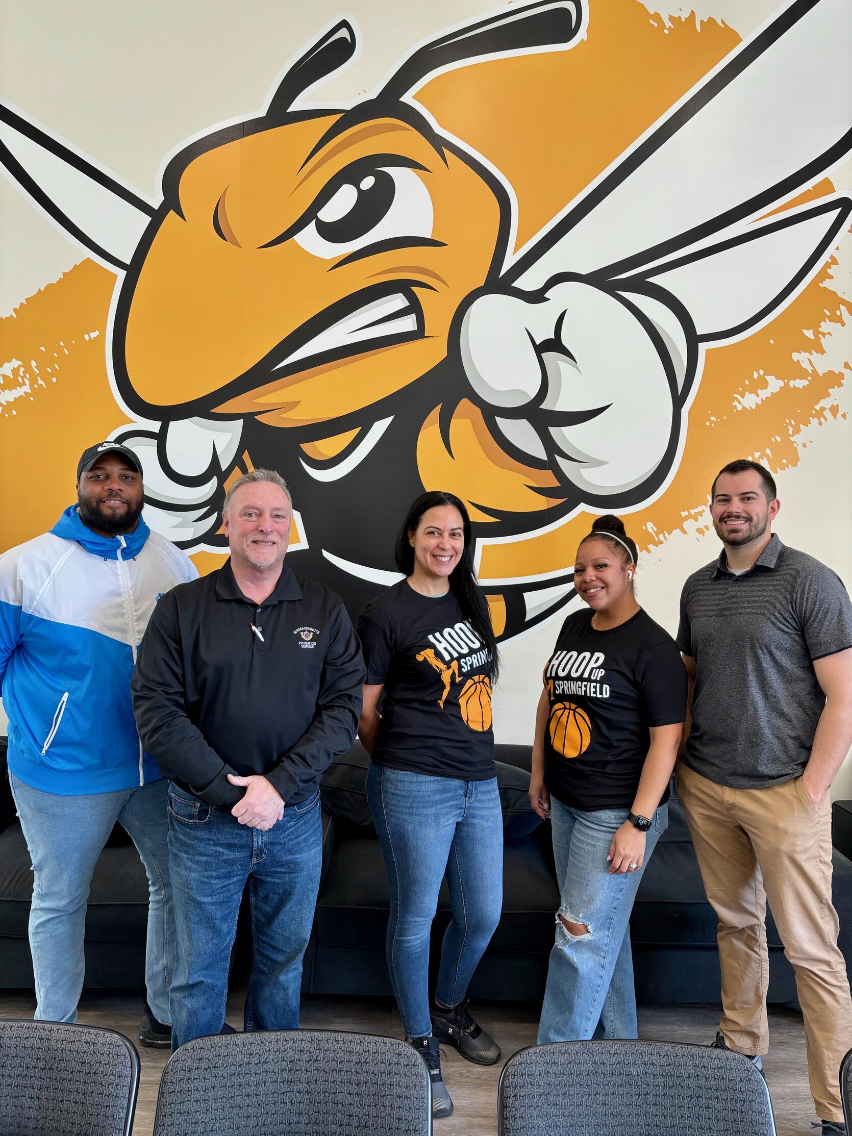 Left to right: Probation Officers Brennan Cooper, John Sandillo, Ana Santiago, Tatiana Gervacio-Rosario, and Timothy Powis.