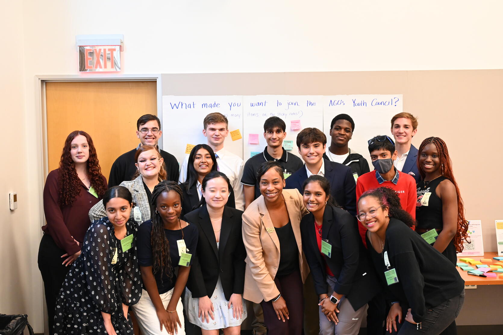 AG Campbell poses with members of the inaugural Youth Council at its kickoff meeting on September 17, 2024