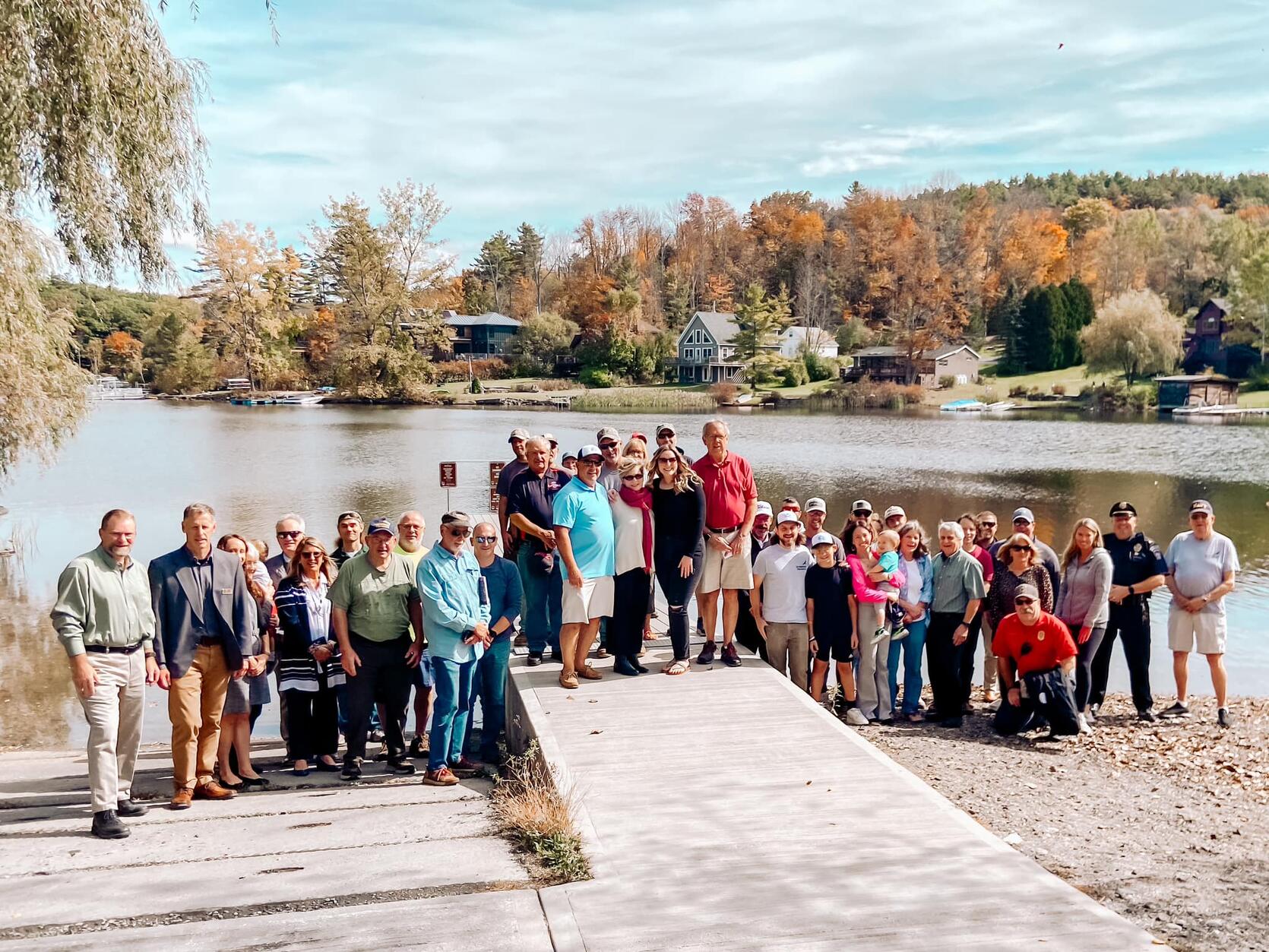 Supporters gathered for the dedication of the Goose Pond Boat Ramp to Evan “Cole” Colbert