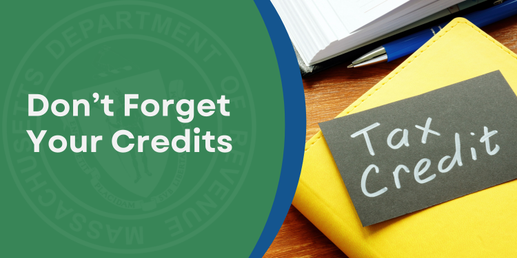 Sticky note that says Tax credits