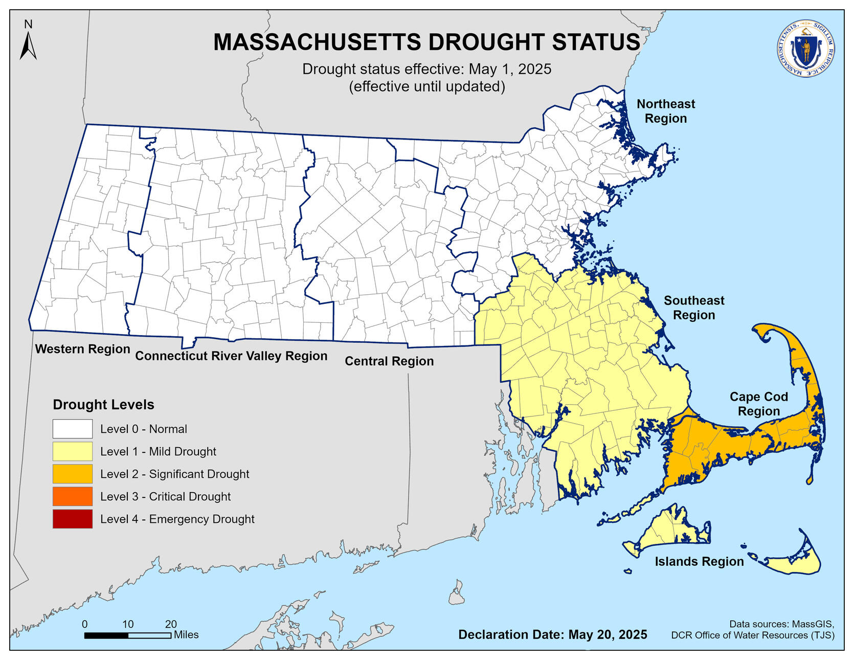 Map of Drought Status in MA.
