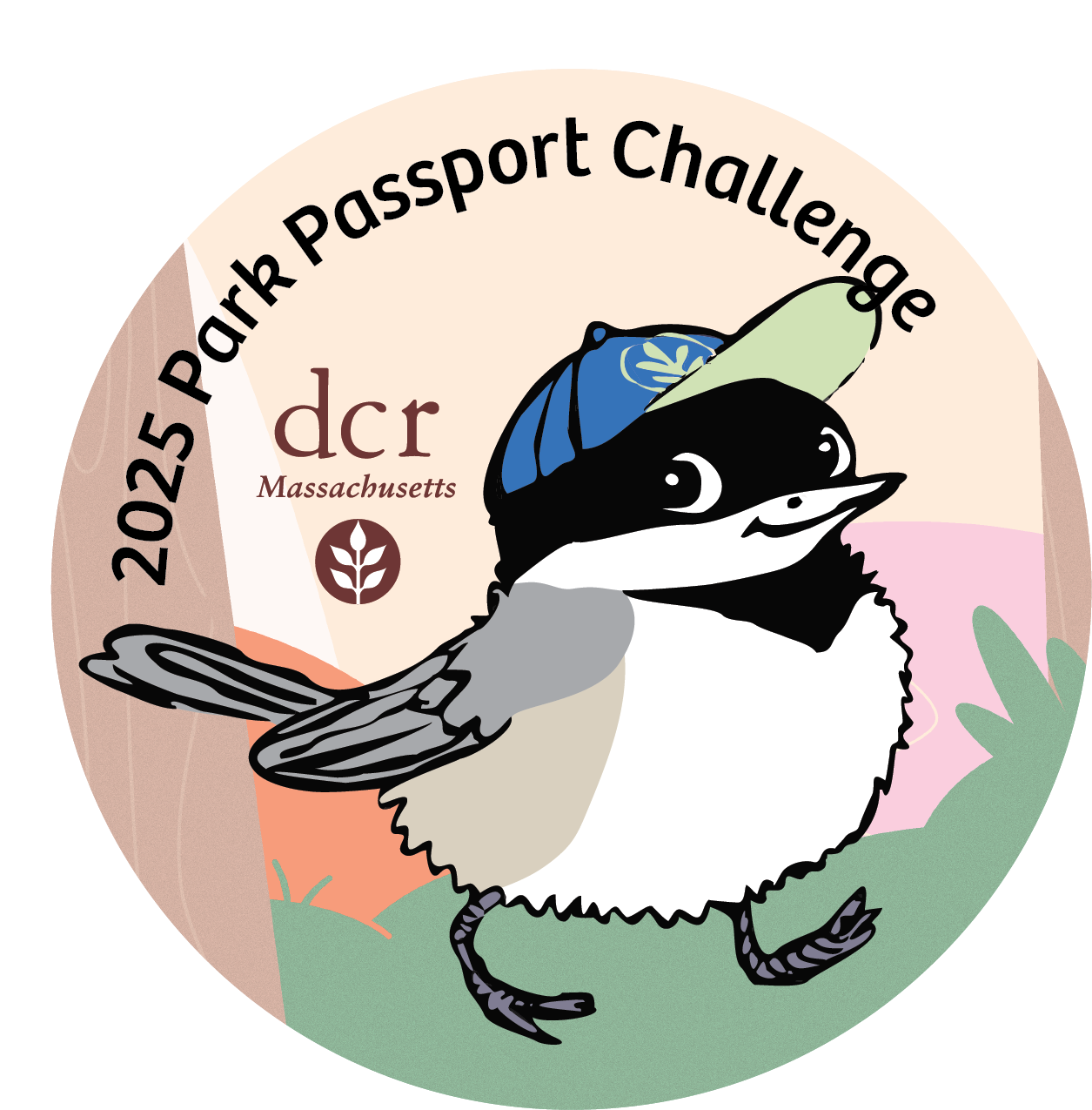 bird alongside DCR logo, caption "2025 Park Passport Challenge"