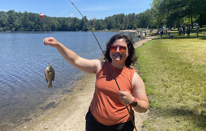 woman fishing