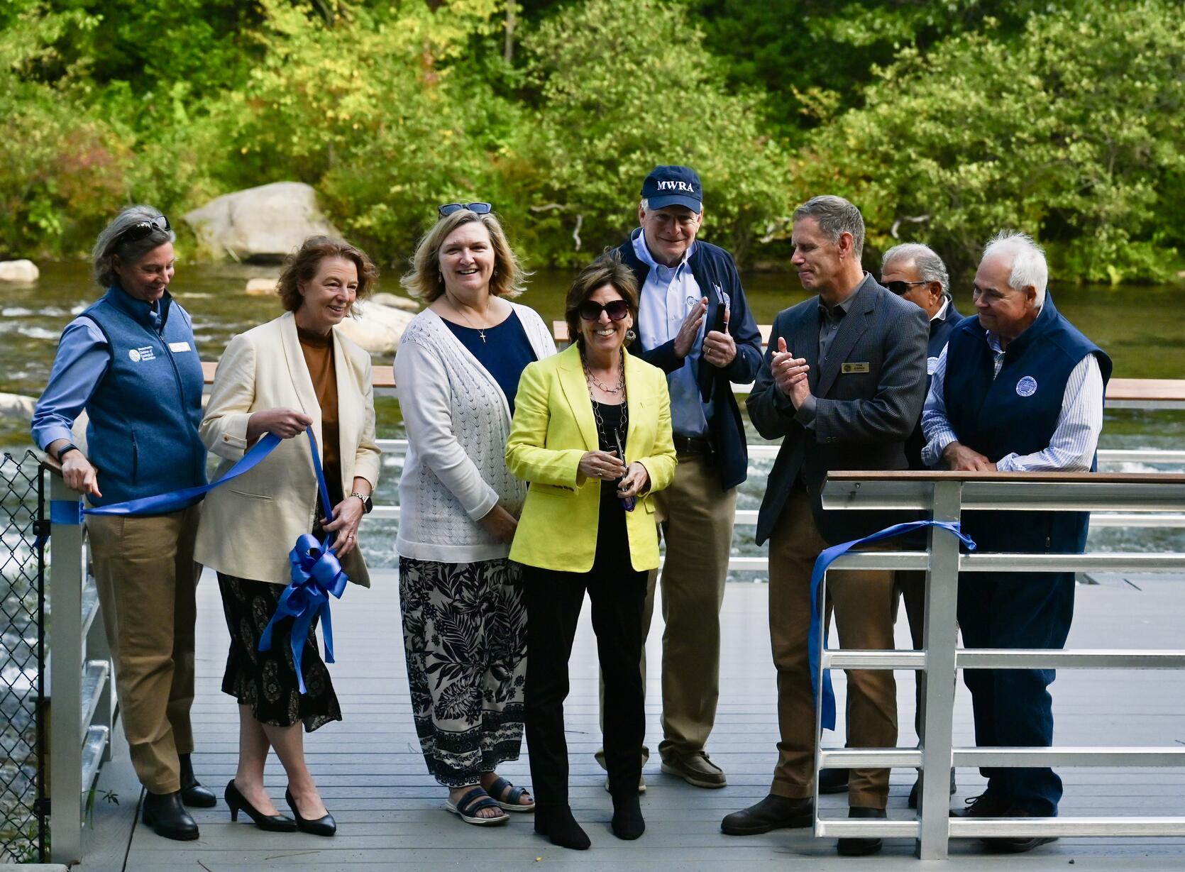 EEA Secretary Tepper joined with MWRA Executive Director Laskey, DFG Commissioner O’Shea, state and local officials, and key stakeholders for a ribbon cutting ceremony to celebrate the restoration of the Quinapoxet River and the grand opening of the new ADA fishing platform.