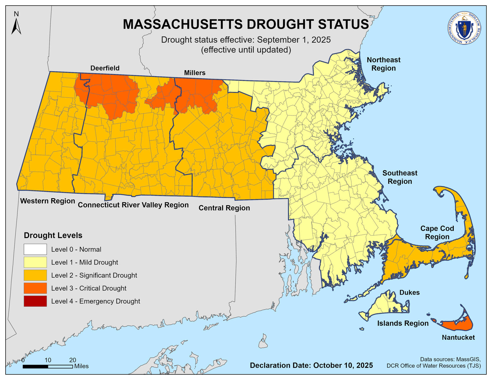 Map of Drought Status in MA. 