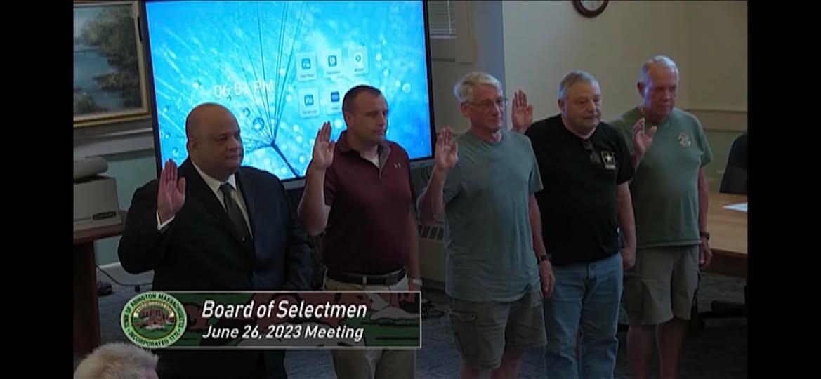 Abington Veterans Advisory Council members Travis Partington, Justin Simmons, Bill Dodge, Phil Delany, and Pete Waltersand