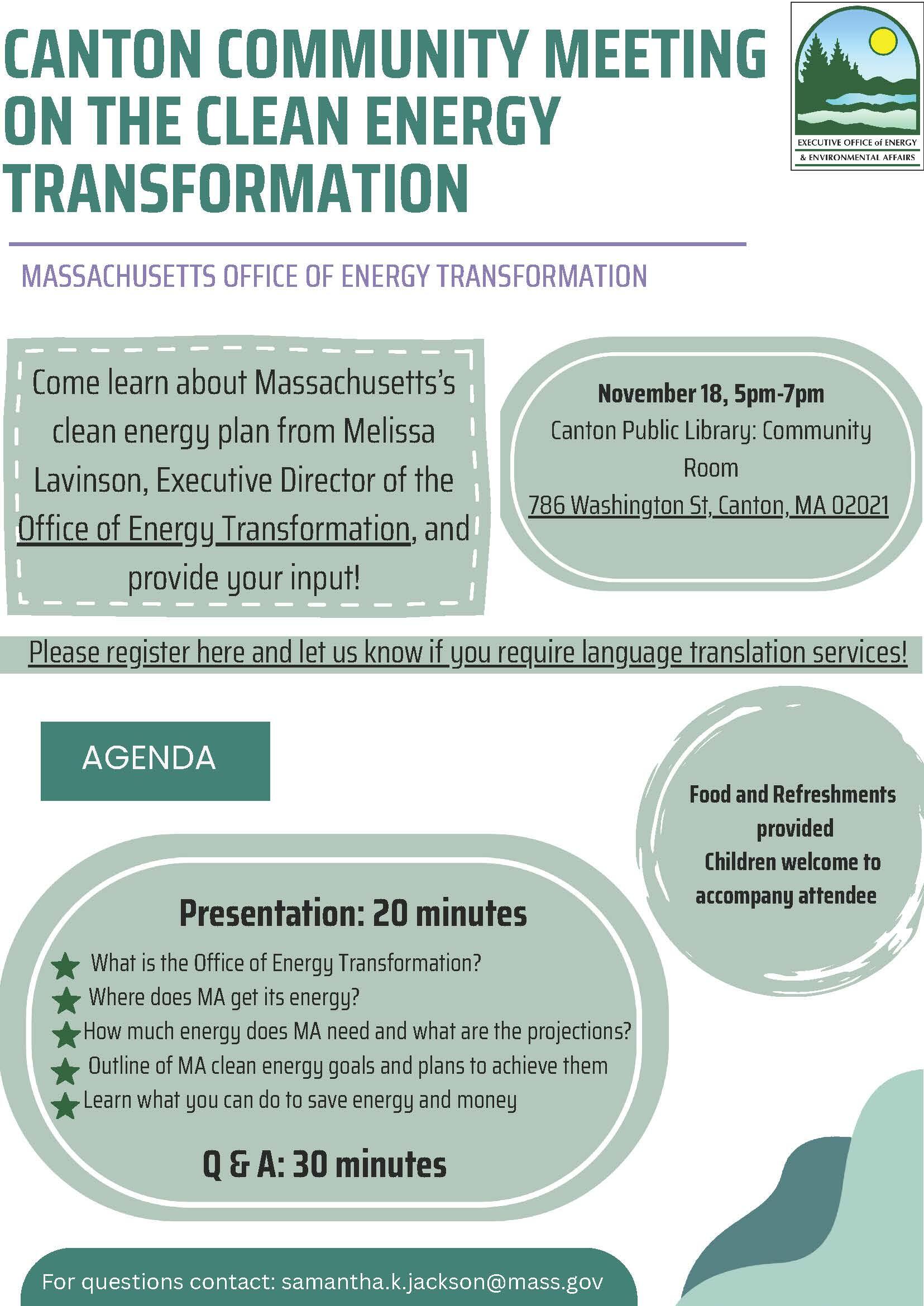 Flyer for OET Community Meeting