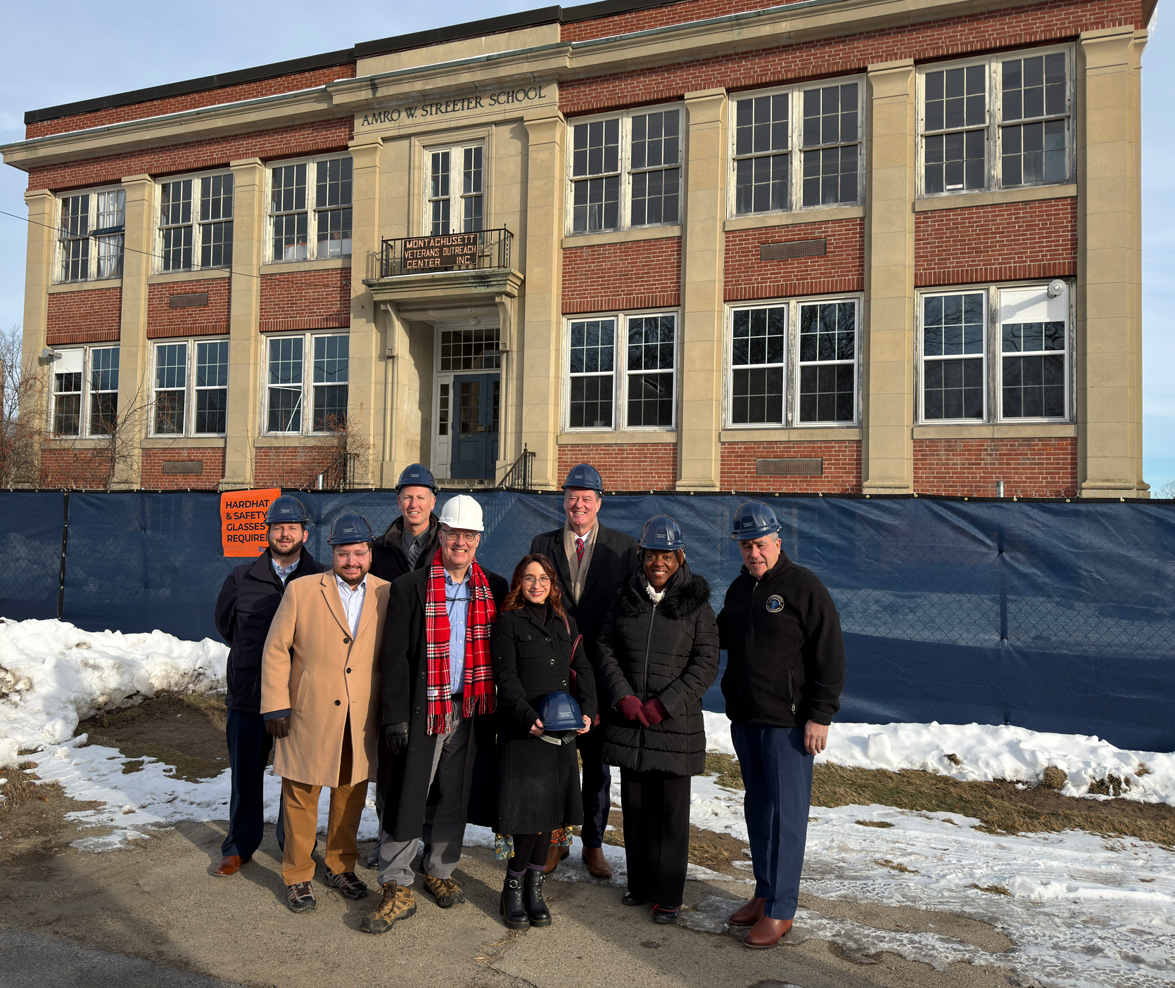 EOVS' Deputy Secretary Andrea Gayle-Bennett, HLC's Secretary Ed Augustus and MVOC members at the site of groundbreaking