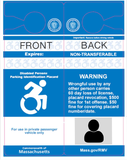 Front and back image of the new disability placard design