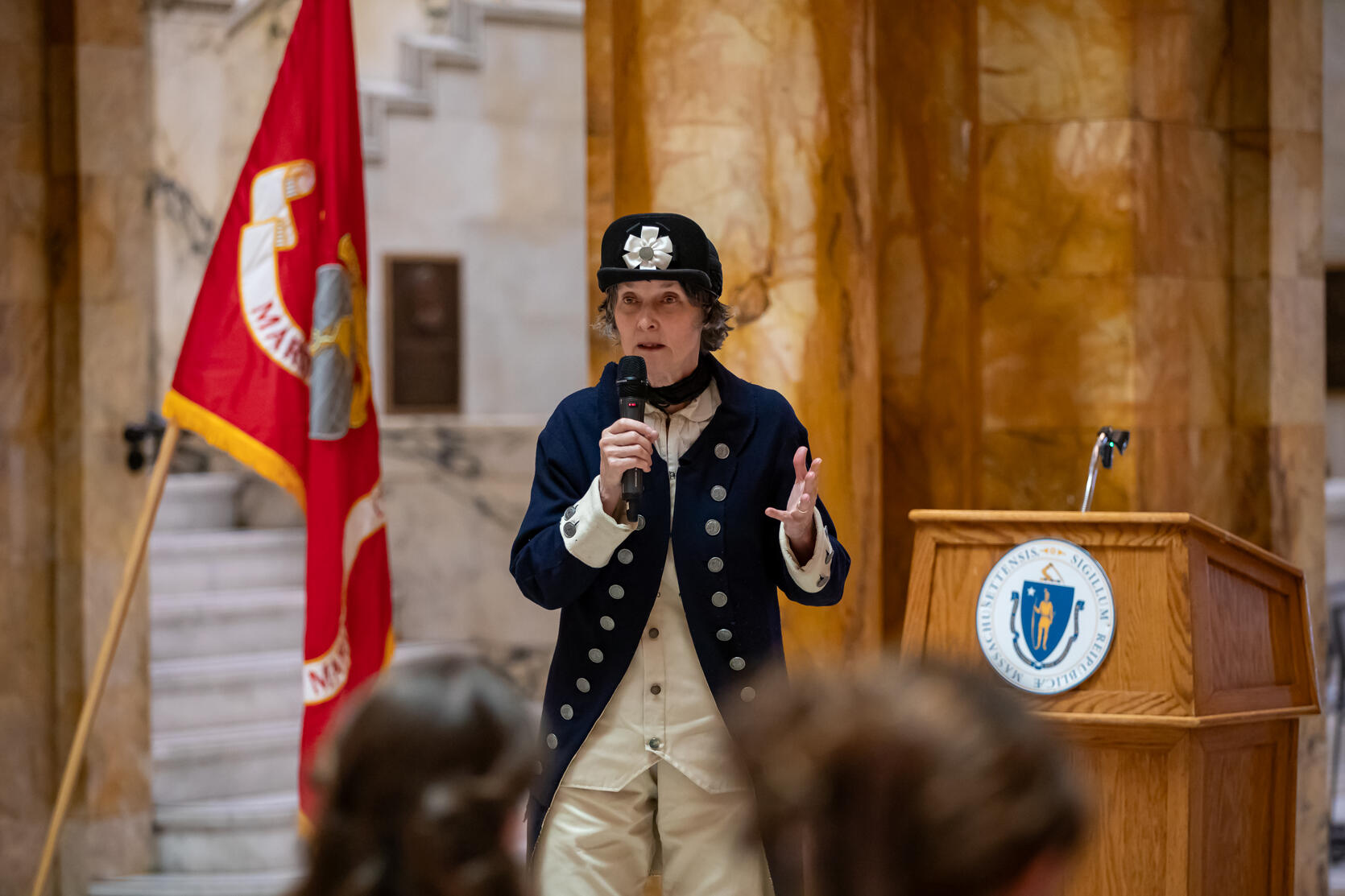 A Deborah Sampson reenactor at the 2025 award ceremony 