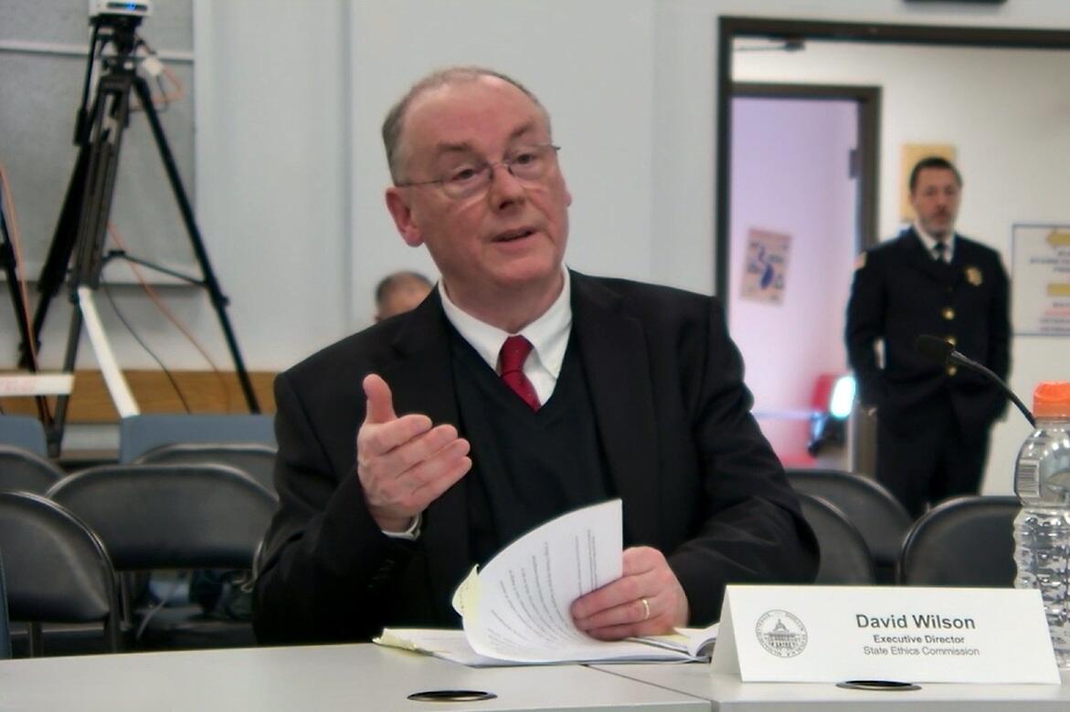 State Ethics Commission Executive Director David A. Wilson testifying at Joint Committee on Ways and Means budget hearing on March 24, 2026