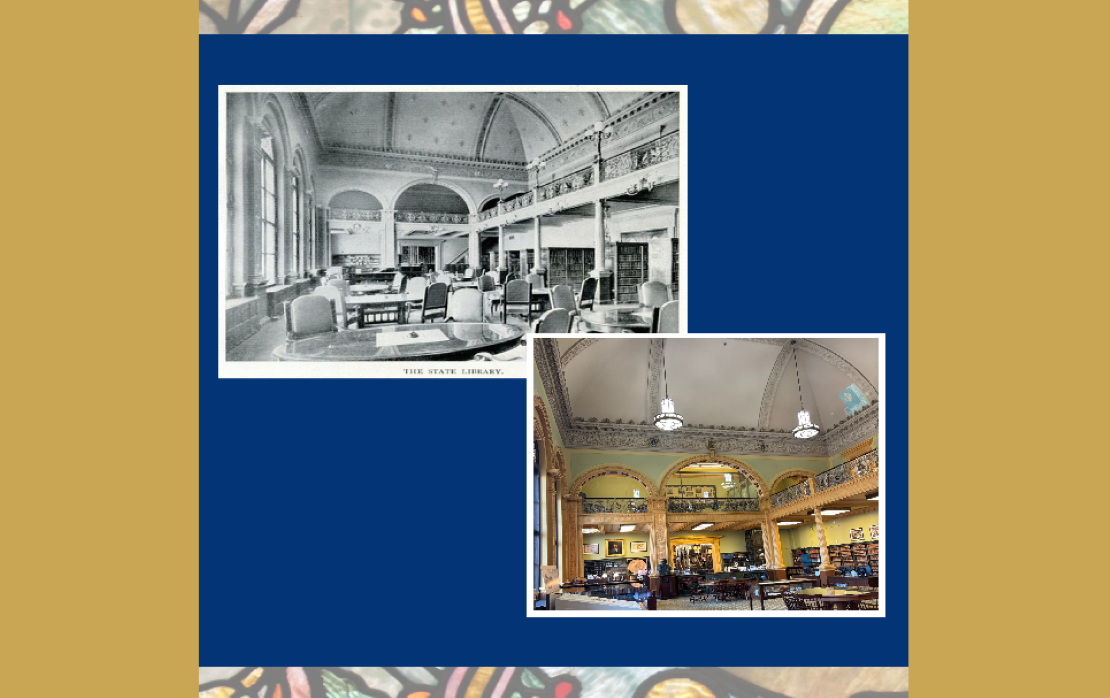 Photographs of the State Library's Reading Room, 1899 and present