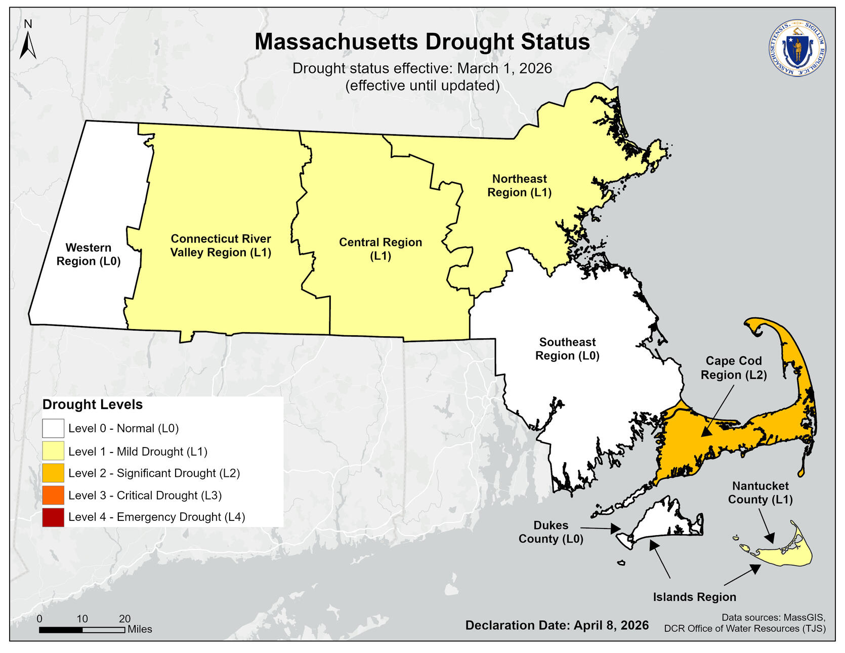 Map of Drought Status in MA. 