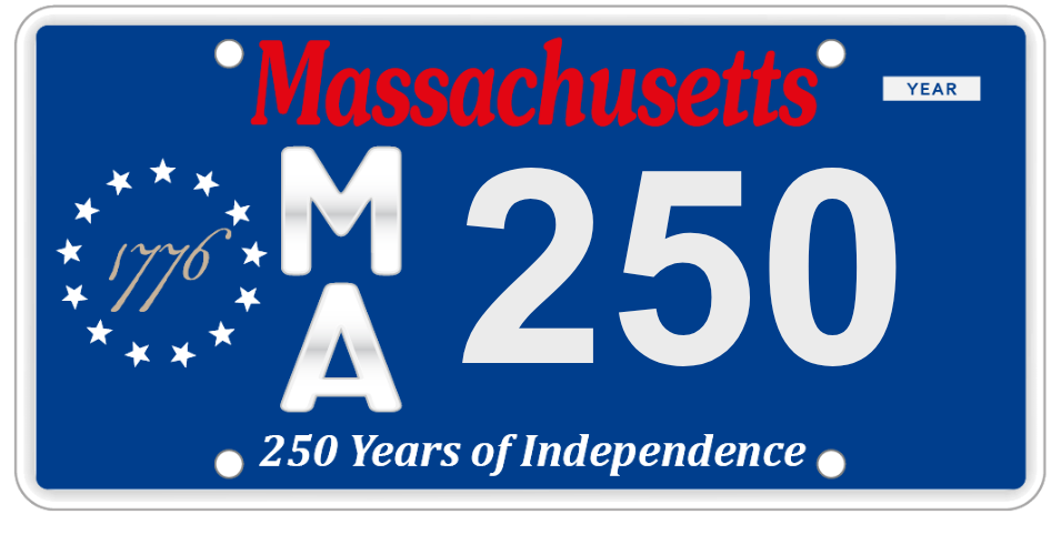 Massachusetts 250th license plate