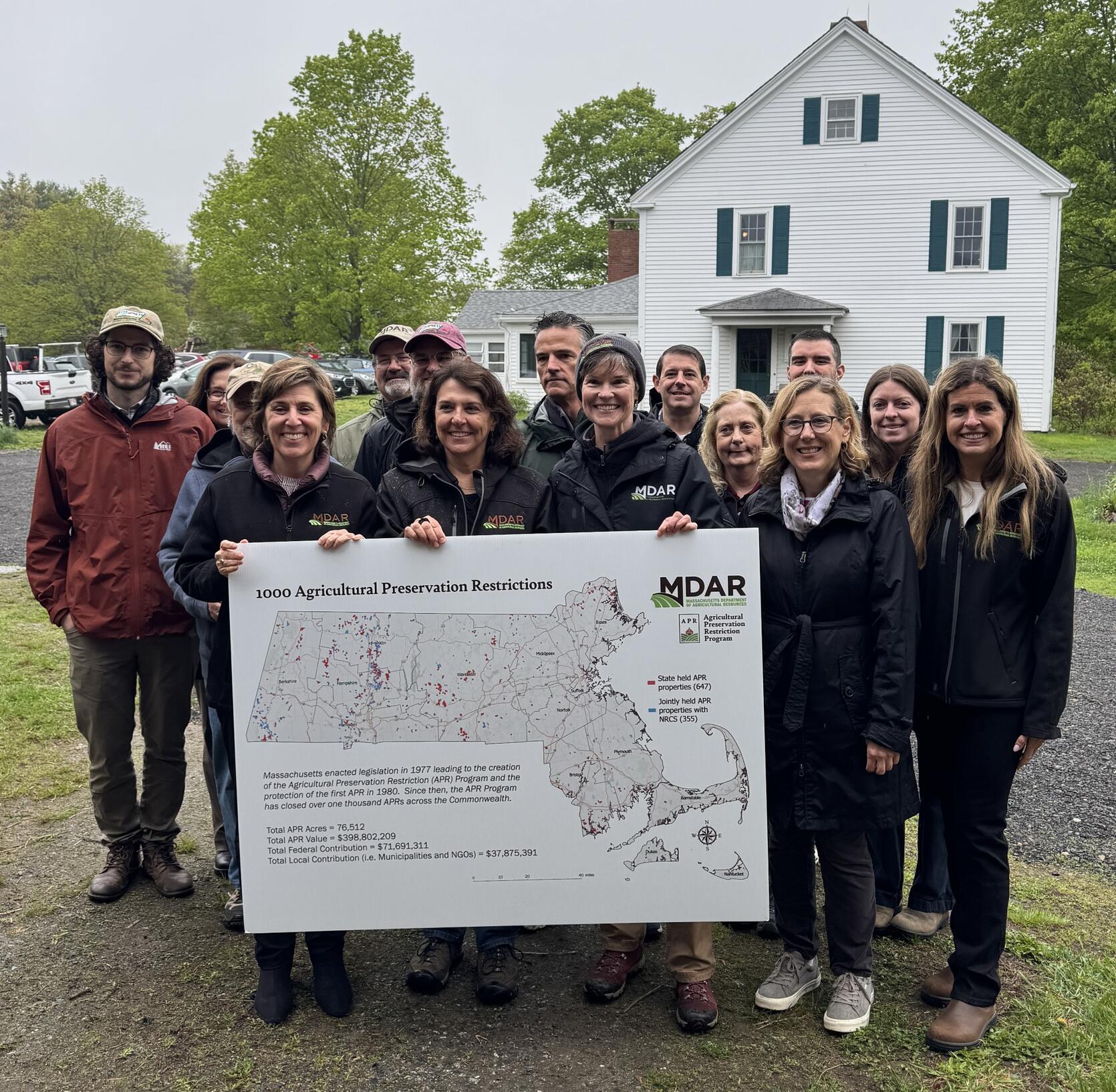 EEA Secretary Tepper (front left) and MDAR Commissioner Randle (front right) with EEA and MDAR Staff at Bartlett Farm