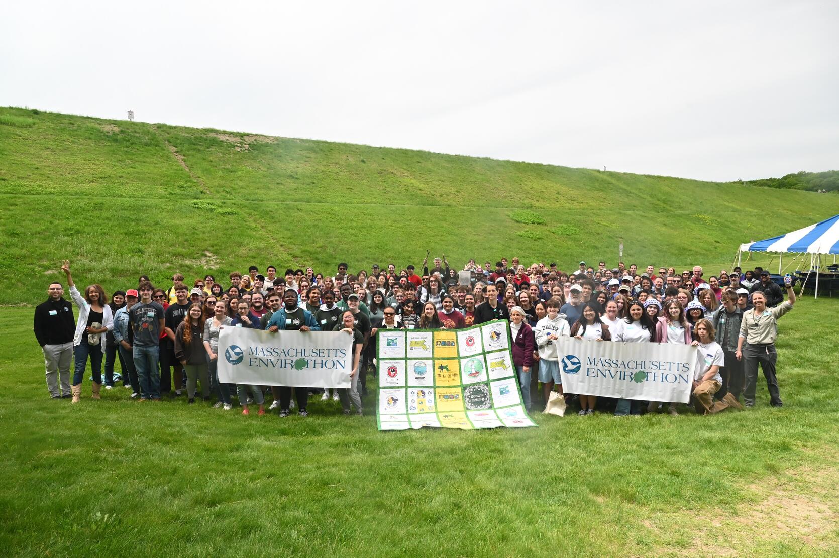 Students celebrate Massachusetts Envirothon in Hopkinton State Park.