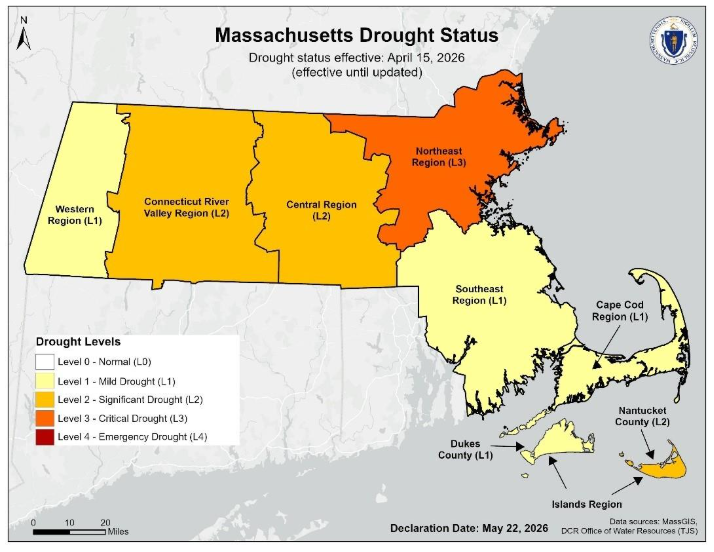 Map of Drought Status in Massachusetts