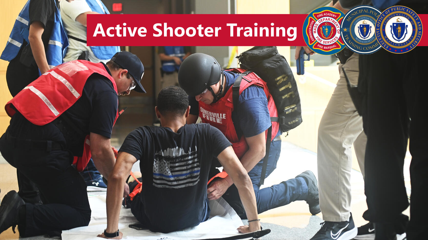 Firefighters training for an active shooter incident