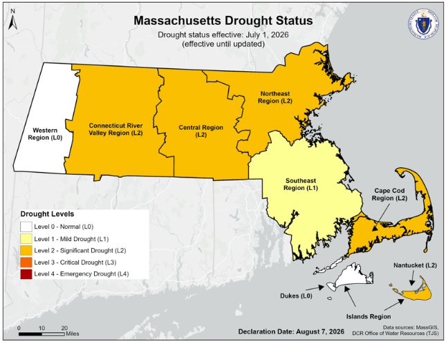 Map of Drought Status in Massachusetts