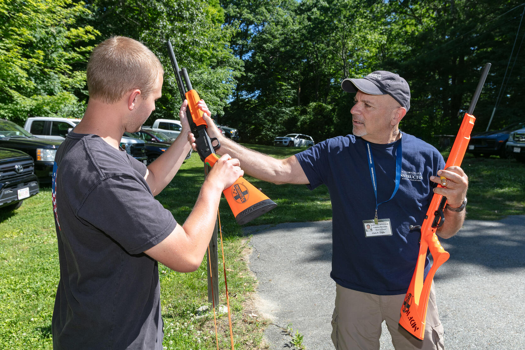 hunter education instructor teaches about firearm safety