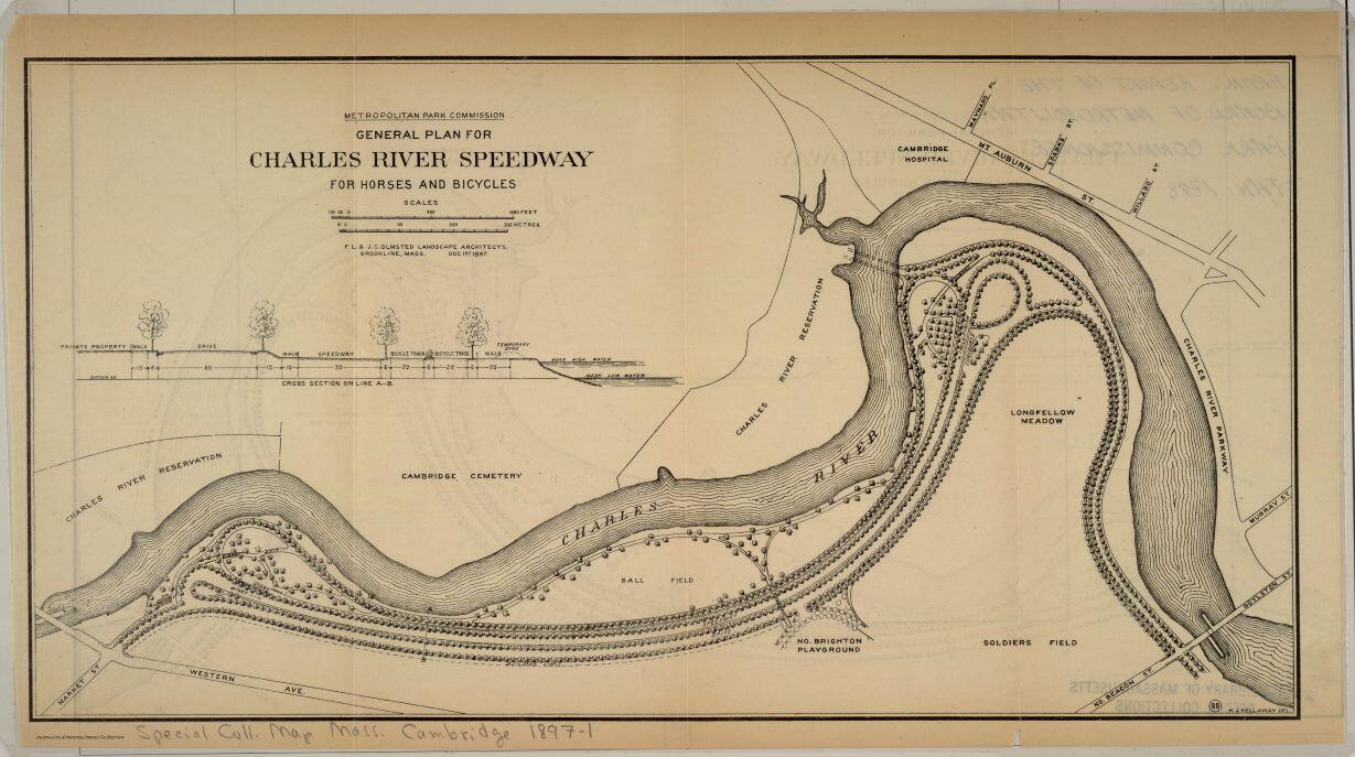 General plan for Charles River Speedway: for horses and bicycles, 1897