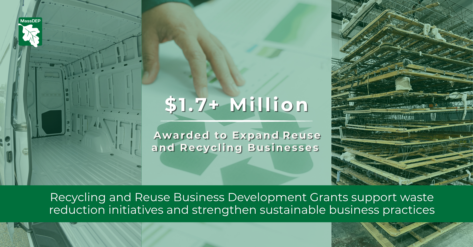 empty van, planning recycling and bulk reuse with text overlay "$1.7M awarded"