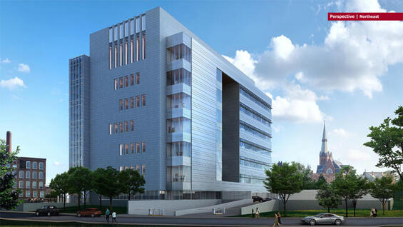 Northeast perspective of new Lowell Judicial Center