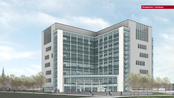 Northeast perspective of new Lowell Judicial Center